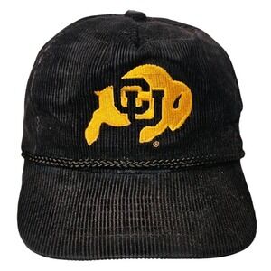 Vintage Colorado Buffaloes CU Black Corduroy Rope Snapback Hat Made in Korea